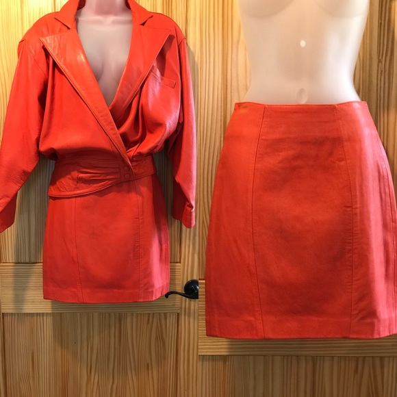 Dresses & Skirts - Tangerine Leather Skirt